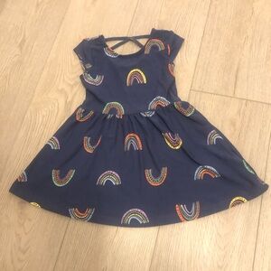 Rainbow Toddler Short Sleeve Dress size 2T color Blue criss cross back straps